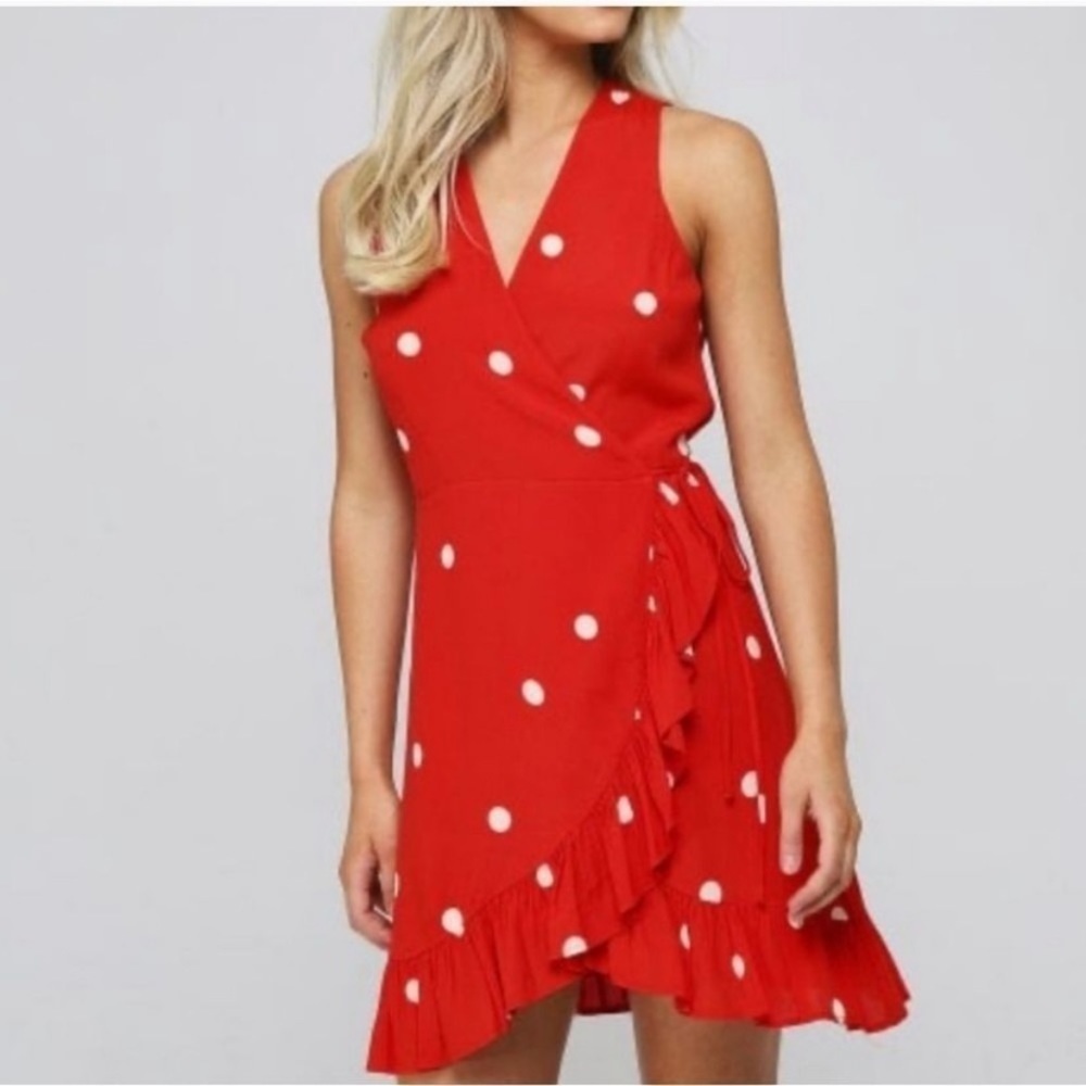 Rails Madison Polka Dot Patterned Chiffon Wrap Dr… - image 1